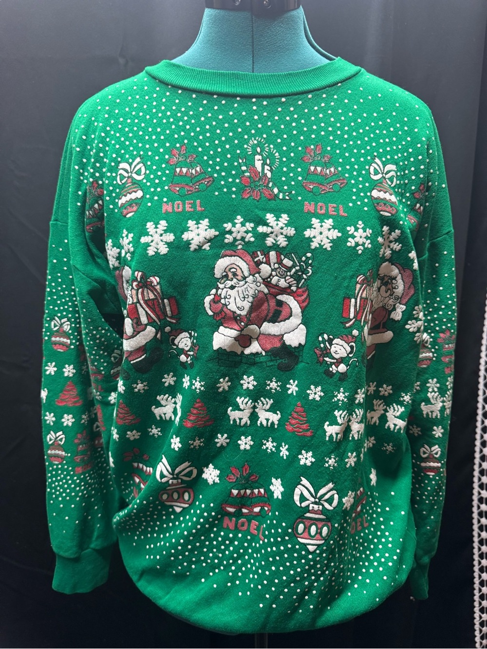 Vintage Green Holiday Santa Sweatshirt